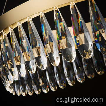 Lámpara de araña led moderna de cristal K9 de acero inoxidable 3000k